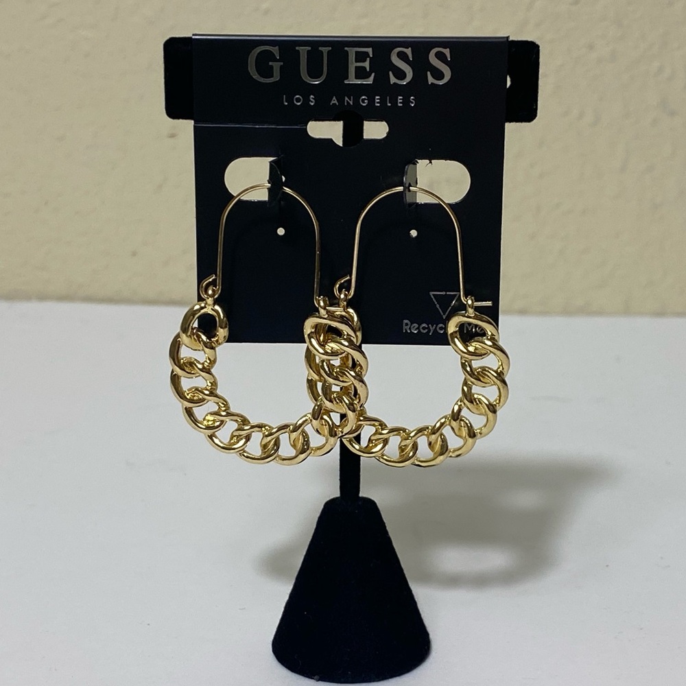 NWT Guess Chainlink Gold Hoop Earrings
